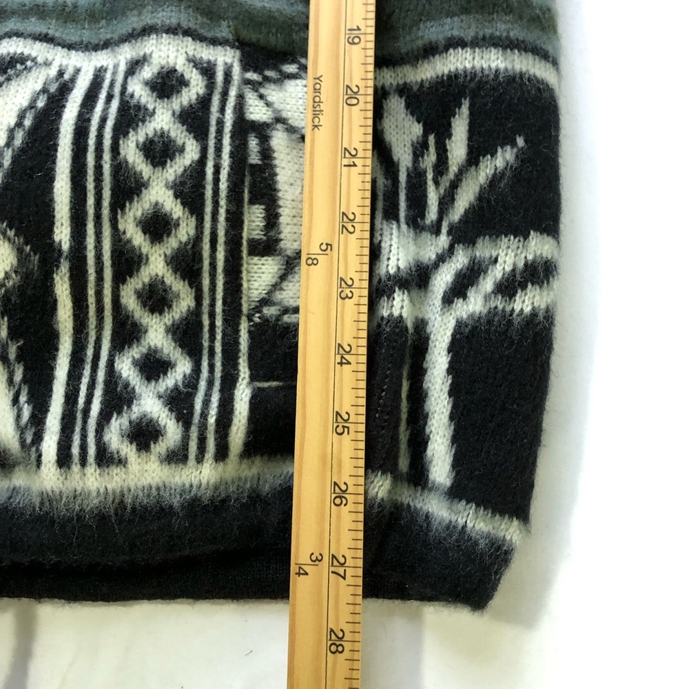 Ruminahui heavy wool cardigan hoodie mens L black white llama hippie Ecuador - Picture 5 of 9